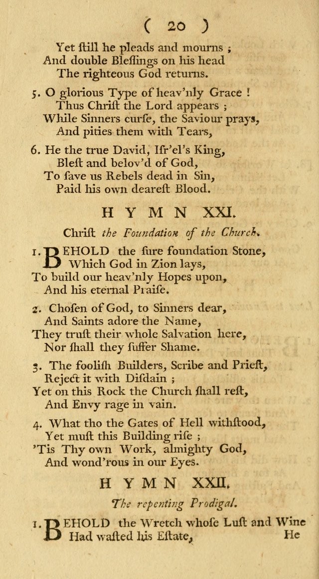 The Christians Duty, exhibited, in a series of Hymns: collected from various authors, designed for the worship of God, and for the edification of Christians (1st Ed.) page 20