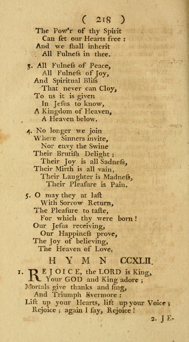 The Christians Duty, exhibited, in a series of Hymns: collected from various authors, designed for the worship of God, and for the edification of Christians (1st Ed.) page 218