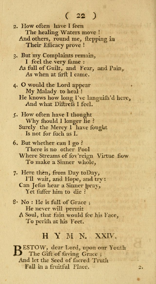 The Christians Duty, exhibited, in a series of Hymns: collected from various authors, designed for the worship of God, and for the edification of Christians (1st Ed.) page 22