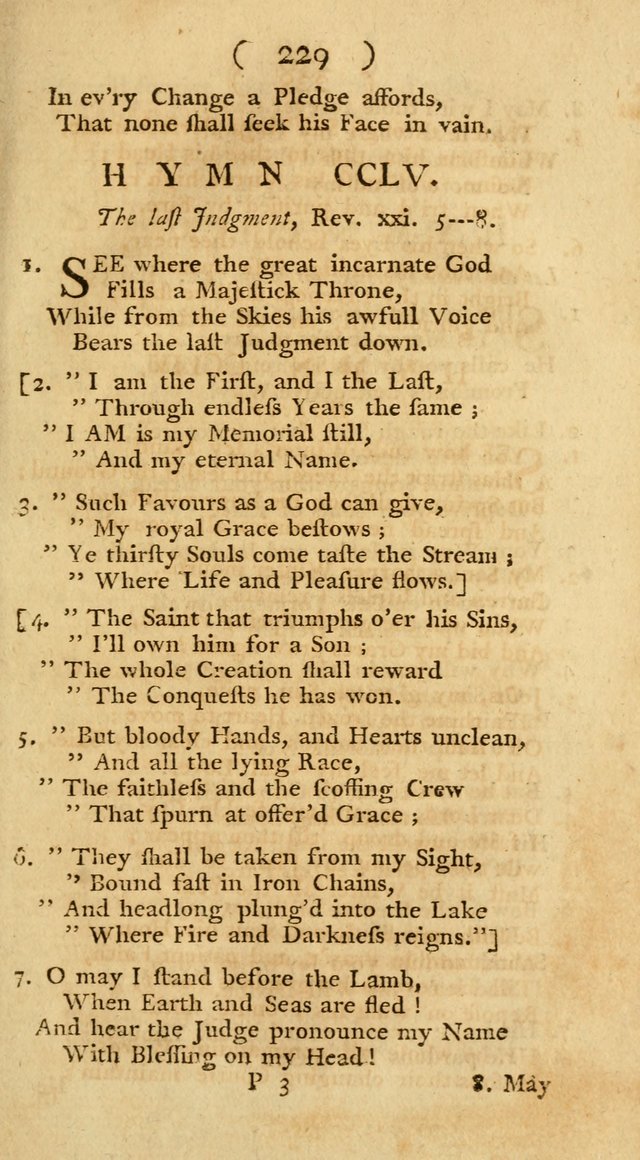 The Christians Duty, exhibited, in a series of Hymns: collected from various authors, designed for the worship of God, and for the edification of Christians (1st Ed.) page 229