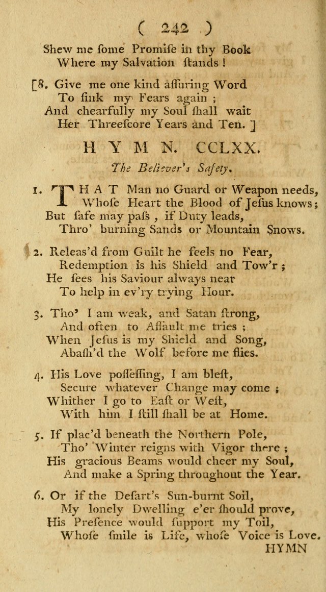 The Christians Duty, exhibited, in a series of Hymns: collected from various authors, designed for the worship of God, and for the edification of Christians (1st Ed.) page 242