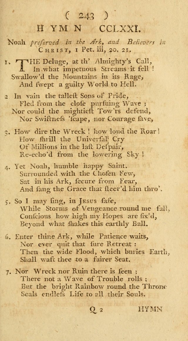 The Christians Duty, exhibited, in a series of Hymns: collected from various authors, designed for the worship of God, and for the edification of Christians (1st Ed.) page 243