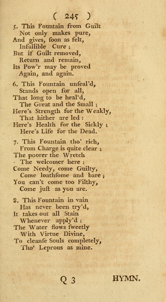 The Christians Duty, exhibited, in a series of Hymns: collected from various authors, designed for the worship of God, and for the edification of Christians (1st Ed.) page 245