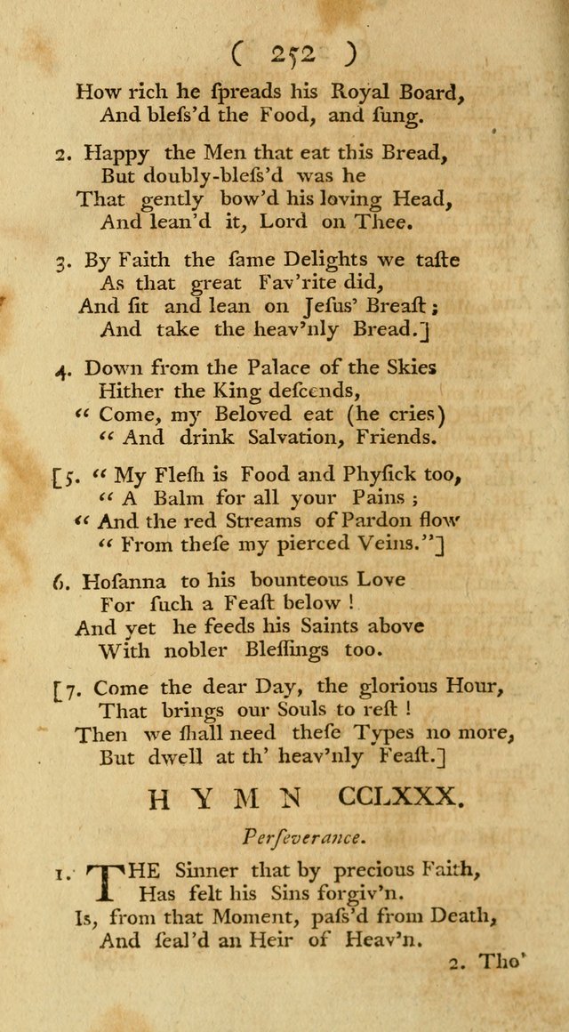 The Christians Duty, exhibited, in a series of Hymns: collected from various authors, designed for the worship of God, and for the edification of Christians (1st Ed.) page 252