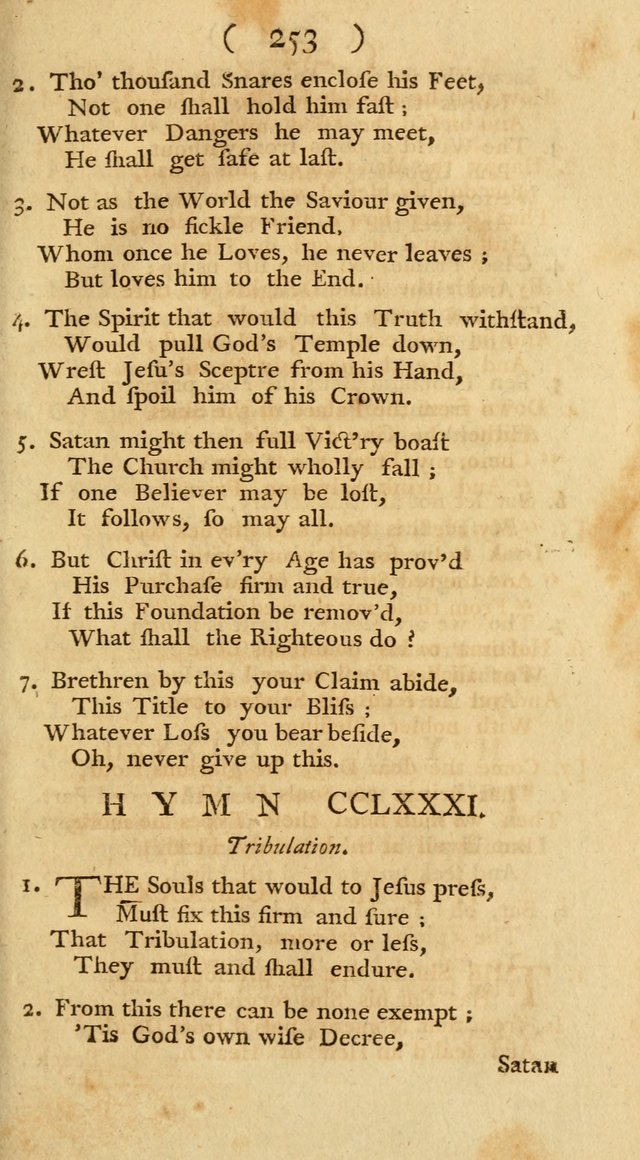 The Christians Duty, exhibited, in a series of Hymns: collected from various authors, designed for the worship of God, and for the edification of Christians (1st Ed.) page 253