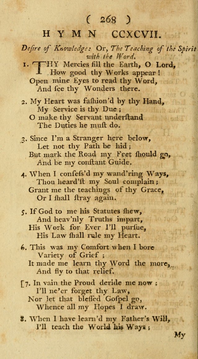 The Christians Duty, exhibited, in a series of Hymns: collected from various authors, designed for the worship of God, and for the edification of Christians (1st Ed.) page 268