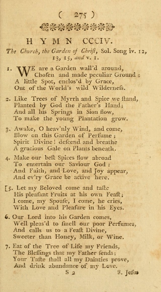 The Christians Duty, exhibited, in a series of Hymns: collected from various authors, designed for the worship of God, and for the edification of Christians (1st Ed.) page 275