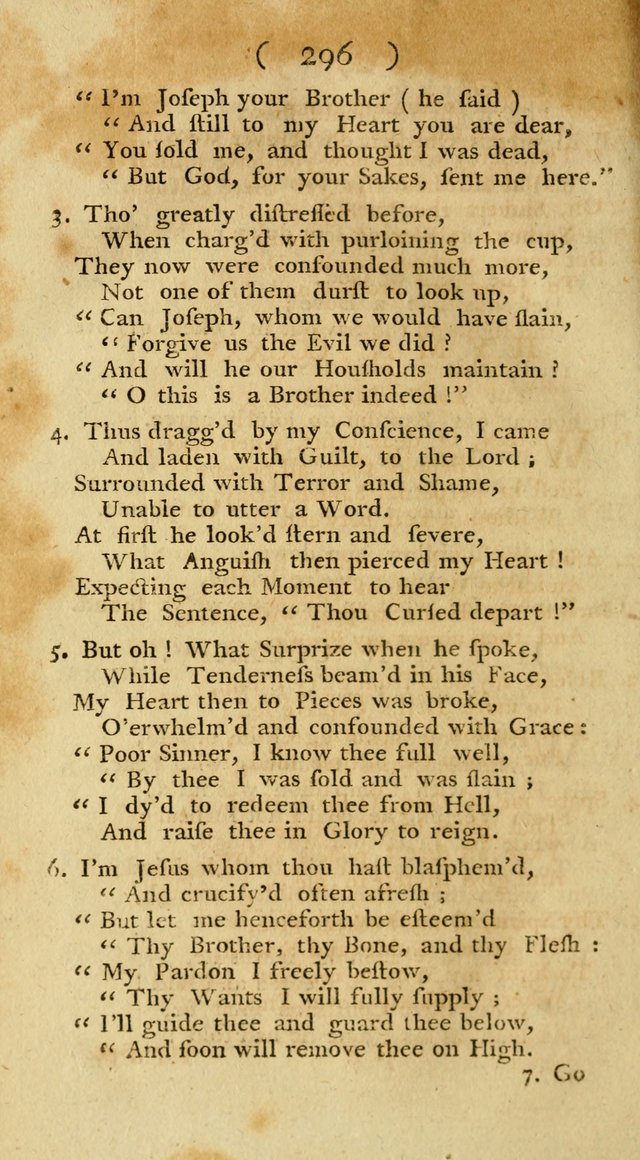 The Christians Duty, exhibited, in a series of Hymns: collected from various authors, designed for the worship of God, and for the edification of Christians (1st Ed.) page 296