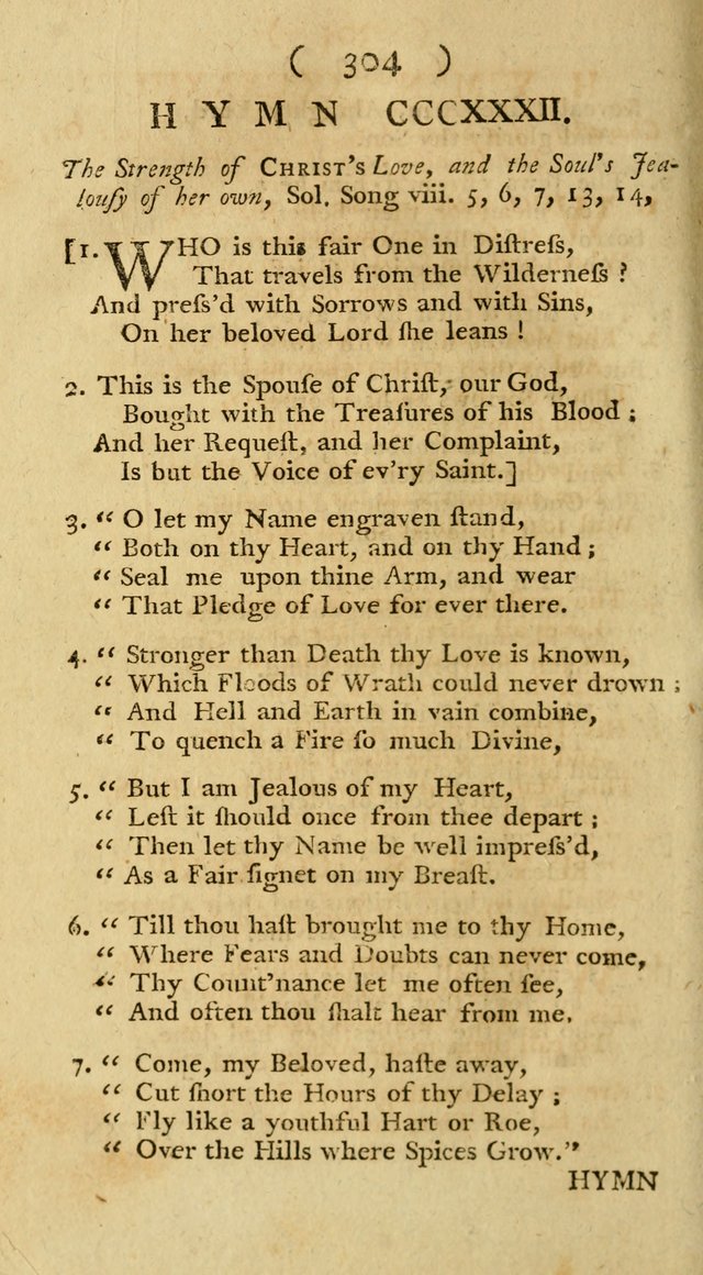 The Christians Duty, exhibited, in a series of Hymns: collected from various authors, designed for the worship of God, and for the edification of Christians (1st Ed.) page 304