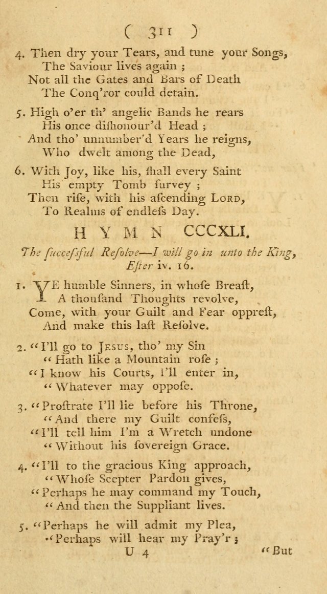 The Christians Duty, exhibited, in a series of Hymns: collected from various authors, designed for the worship of God, and for the edification of Christians (1st Ed.) page 311