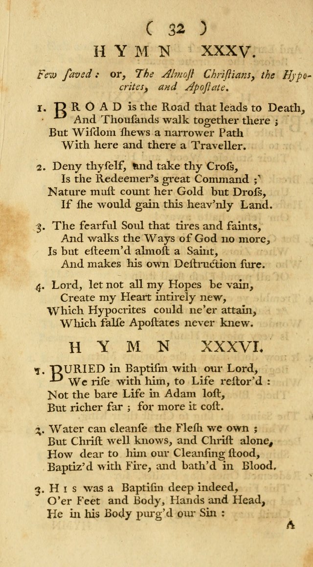 The Christians Duty, exhibited, in a series of Hymns: collected from various authors, designed for the worship of God, and for the edification of Christians (1st Ed.) page 32