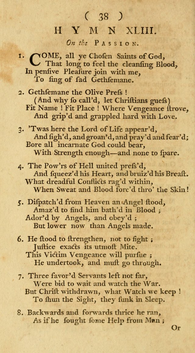 The Christians Duty, exhibited, in a series of Hymns: collected from various authors, designed for the worship of God, and for the edification of Christians (1st Ed.) page 38