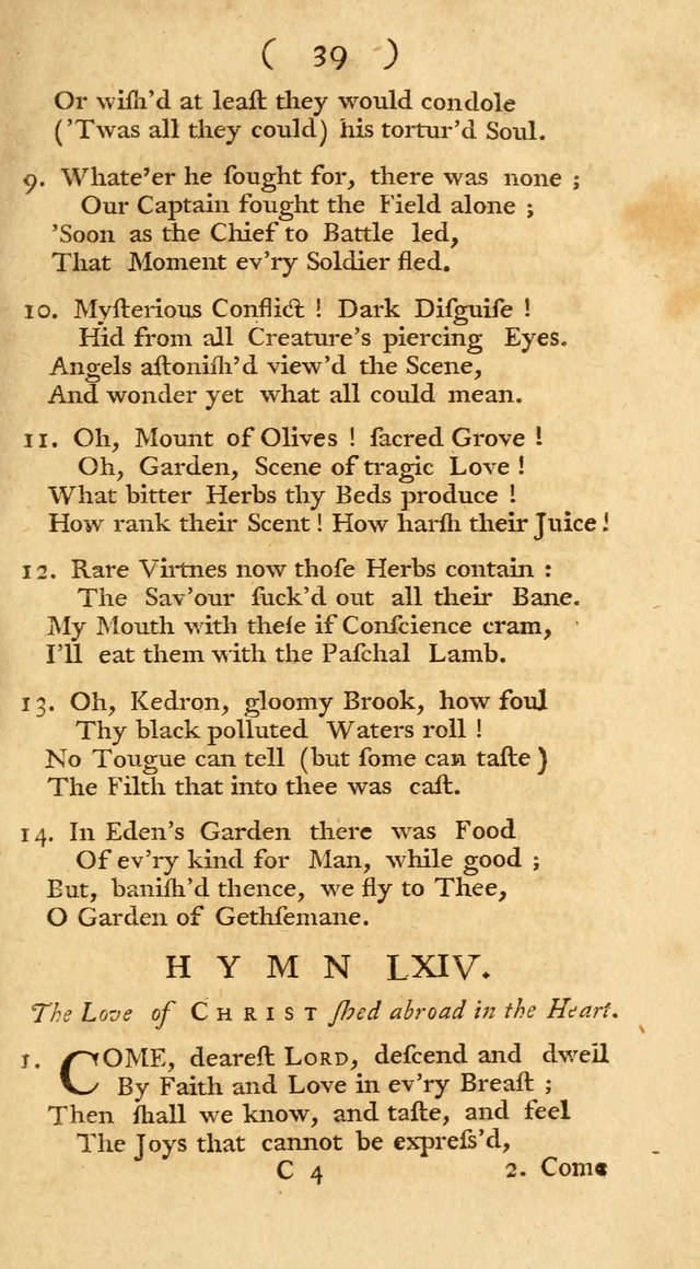 The Christians Duty, exhibited, in a series of Hymns: collected from various authors, designed for the worship of God, and for the edification of Christians (1st Ed.) page 39