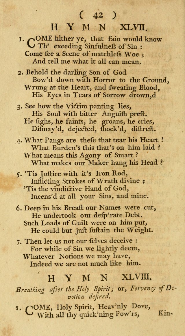 The Christians Duty, exhibited, in a series of Hymns: collected from various authors, designed for the worship of God, and for the edification of Christians (1st Ed.) page 42