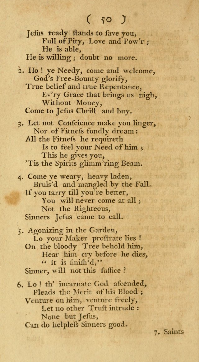 The Christians Duty, exhibited, in a series of Hymns: collected from various authors, designed for the worship of God, and for the edification of Christians (1st Ed.) page 50