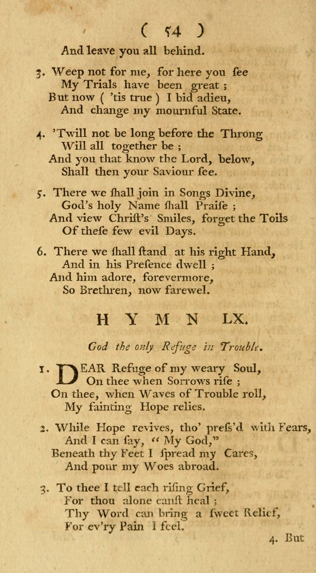 The Christians Duty, exhibited, in a series of Hymns: collected from various authors, designed for the worship of God, and for the edification of Christians (1st Ed.) page 54