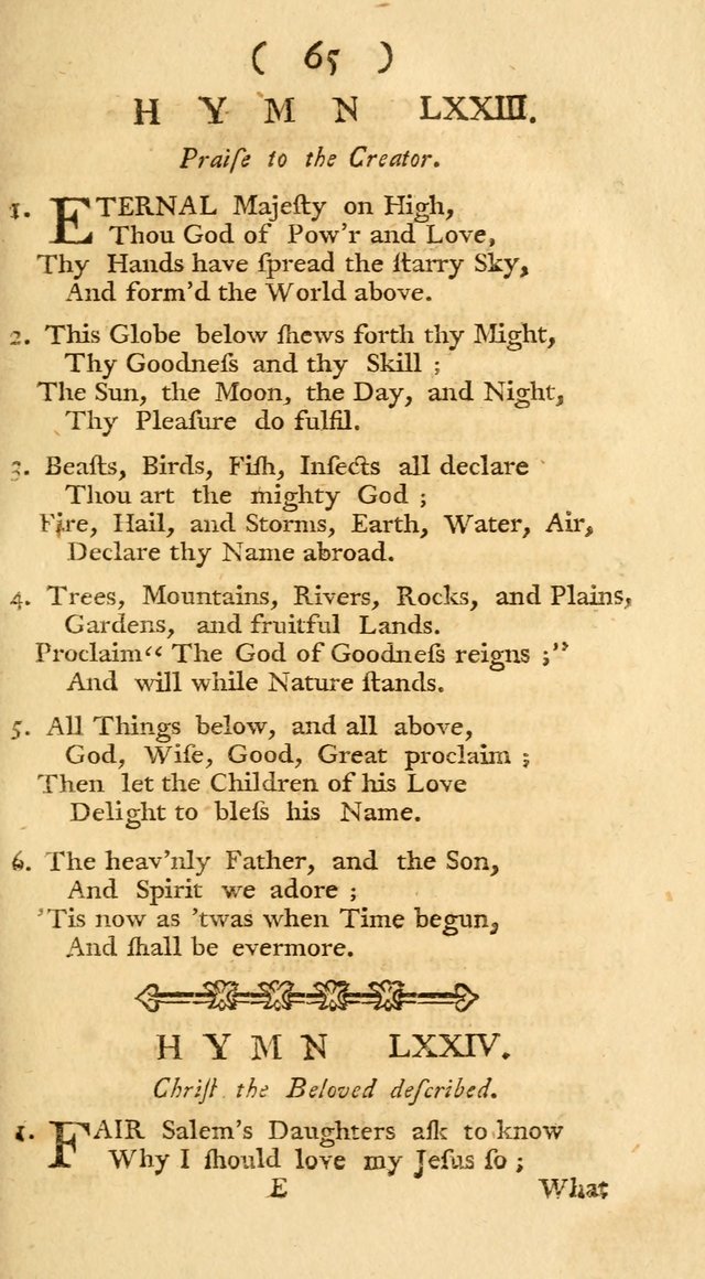 The Christians Duty, exhibited, in a series of Hymns: collected from various authors, designed for the worship of God, and for the edification of Christians (1st Ed.) page 65