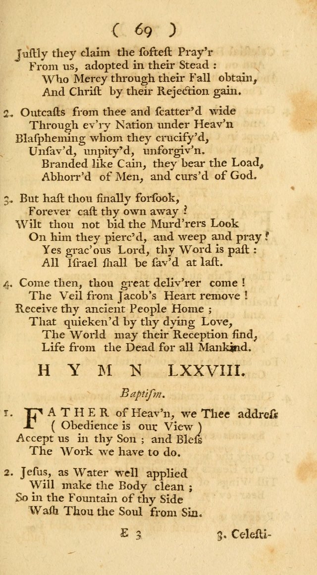 The Christians Duty, exhibited, in a series of Hymns: collected from various authors, designed for the worship of God, and for the edification of Christians (1st Ed.) page 69