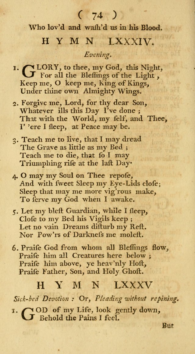 The Christians Duty, exhibited, in a series of Hymns: collected from various authors, designed for the worship of God, and for the edification of Christians (1st Ed.) page 74