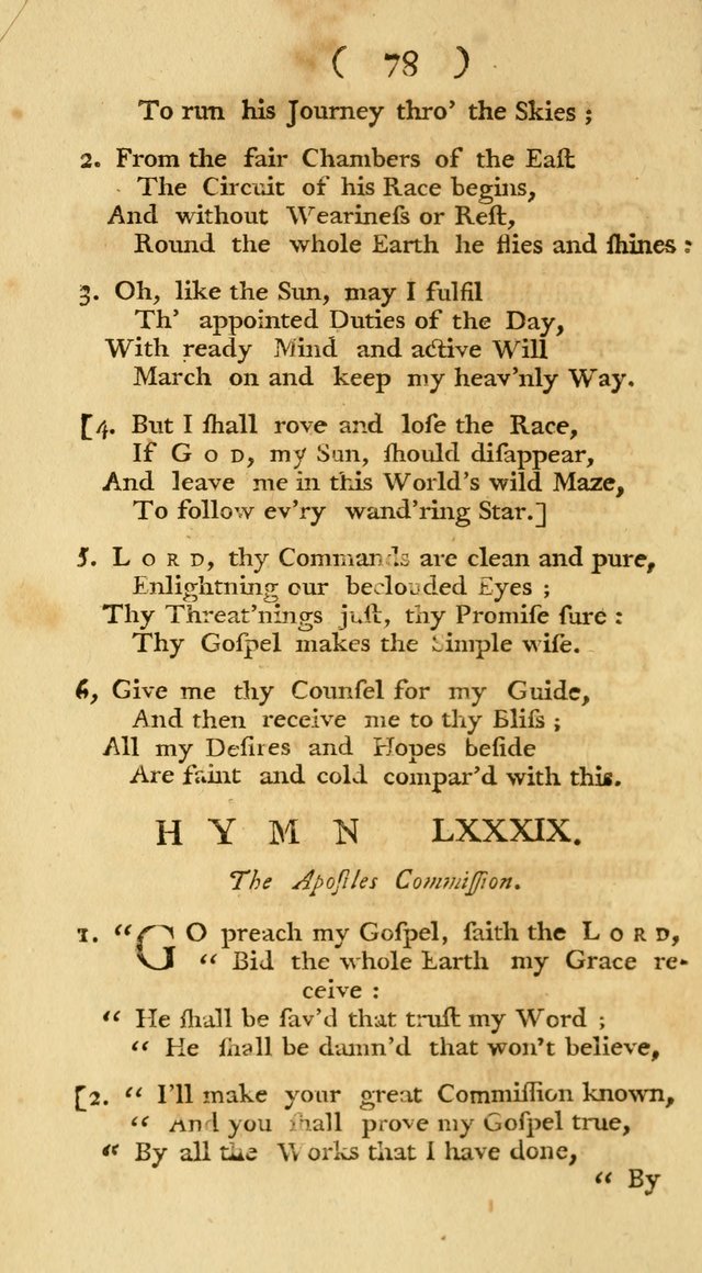 The Christians Duty, exhibited, in a series of Hymns: collected from various authors, designed for the worship of God, and for the edification of Christians (1st Ed.) page 78