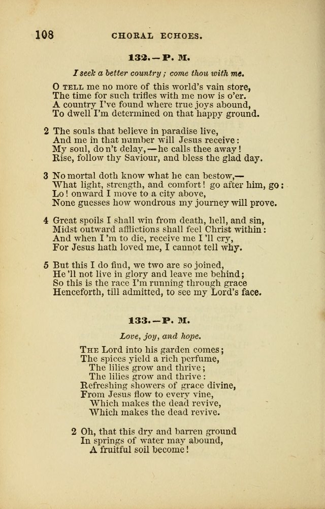 Choral Echoes from the Church of God in All Ages: a collection of hymns and tunes adapted to all occasions of social worship page 108