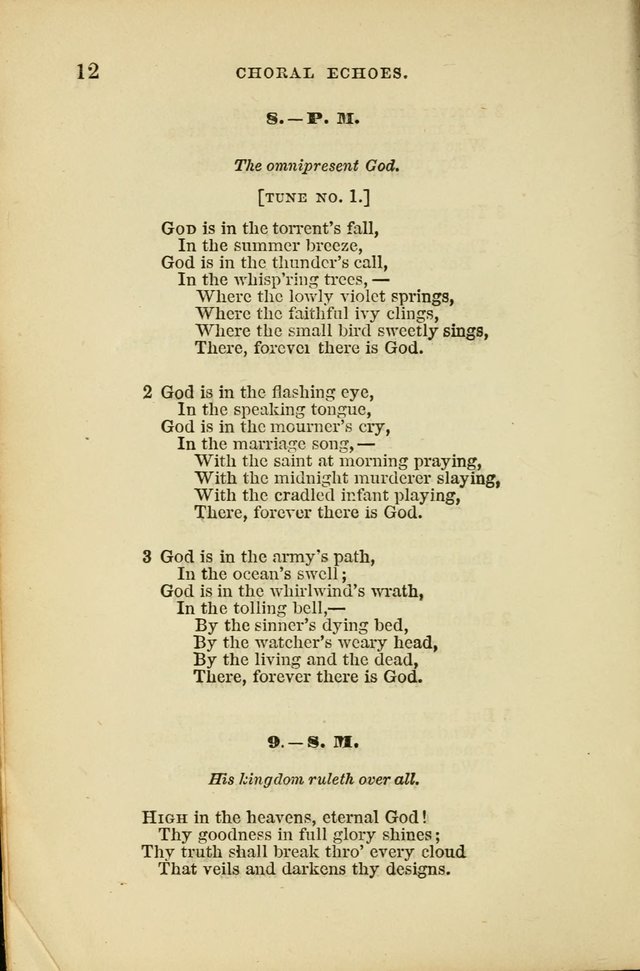 Choral Echoes from the Church of God in All Ages: a collection of hymns and tunes adapted to all occasions of social worship page 12