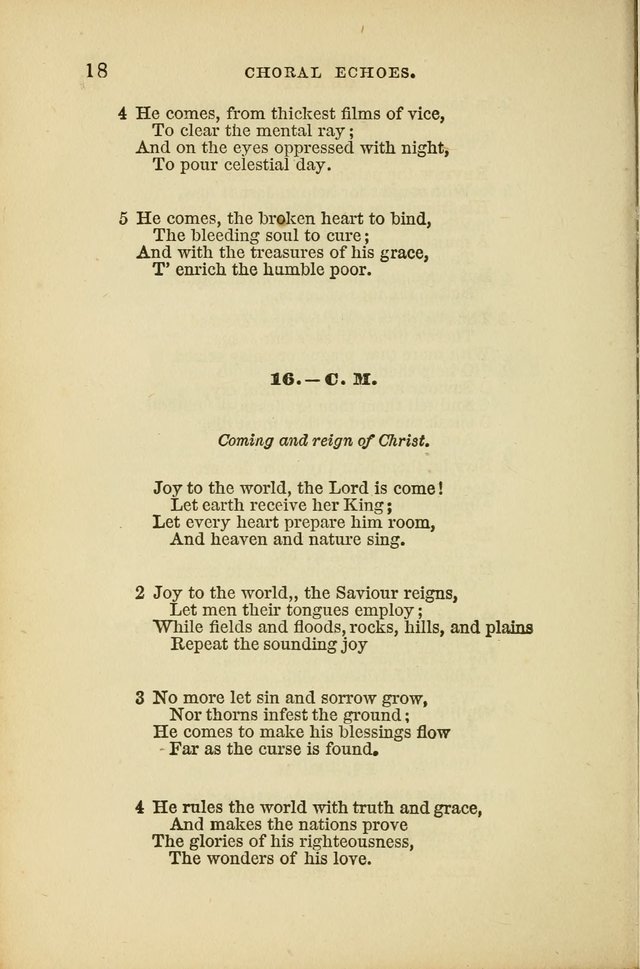 Choral Echoes from the Church of God in All Ages: a collection of hymns and tunes adapted to all occasions of social worship page 18