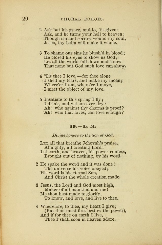 Choral Echoes from the Church of God in All Ages: a collection of hymns and tunes adapted to all occasions of social worship page 20