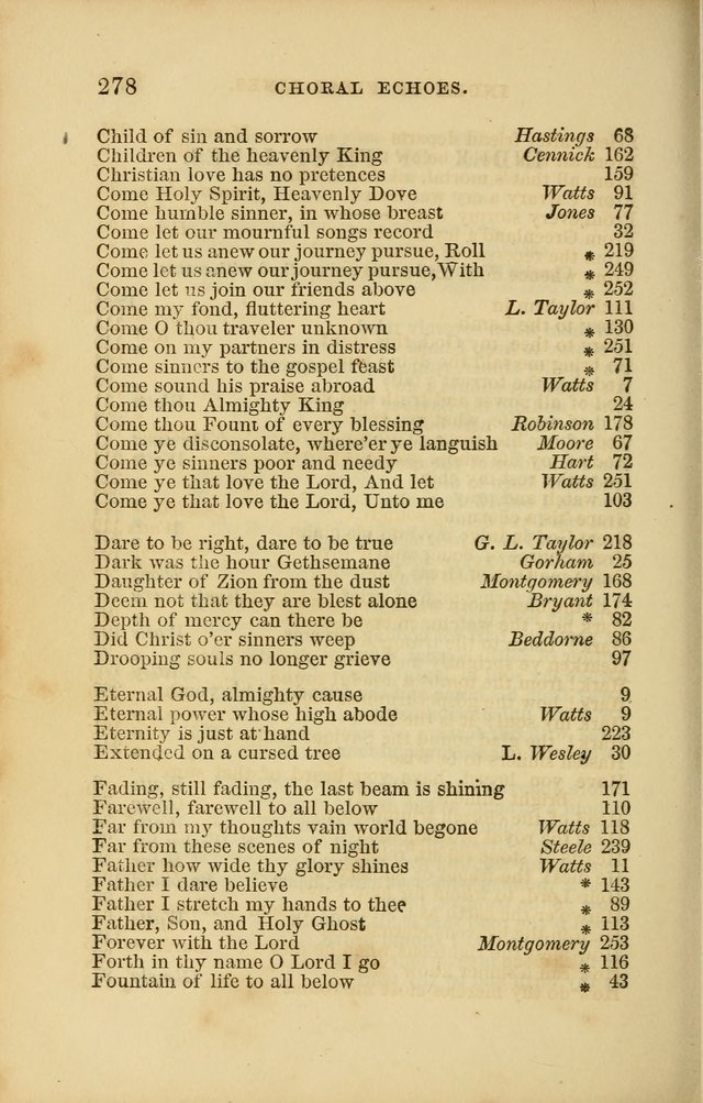 Choral Echoes from the Church of God in All Ages: a collection of hymns and tunes adapted to all occasions of social worship page 278