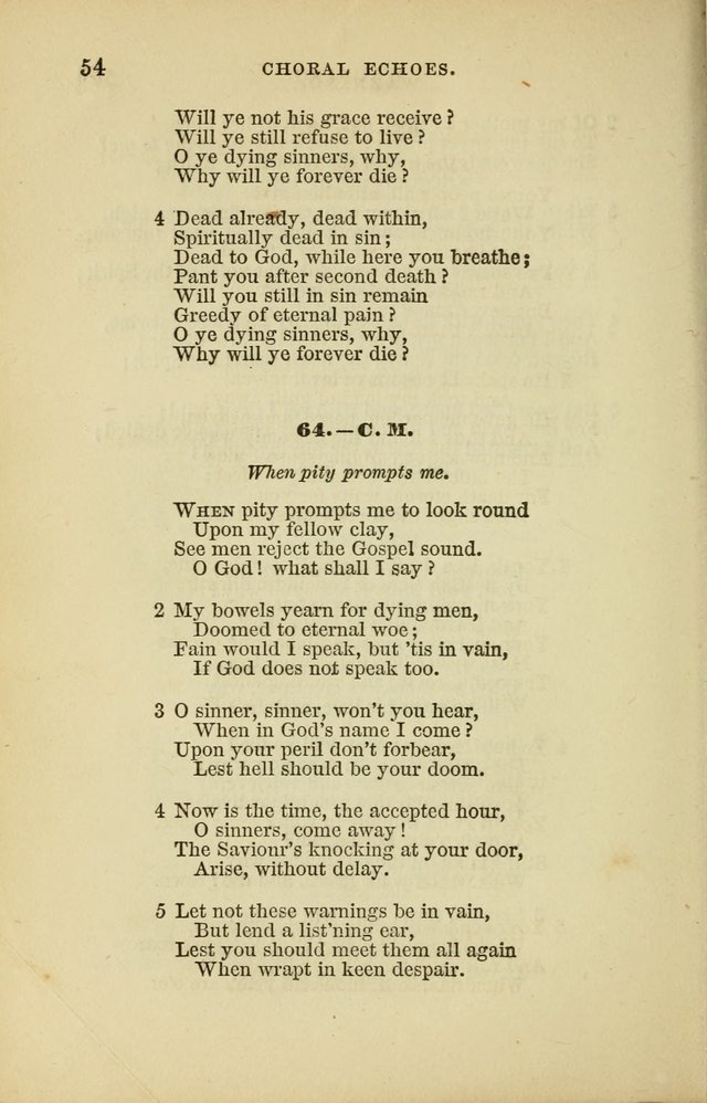 Choral Echoes from the Church of God in All Ages: a collection of hymns and tunes adapted to all occasions of social worship page 54