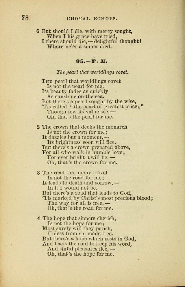 Choral Echoes from the Church of God in All Ages: a collection of hymns and tunes adapted to all occasions of social worship page 78