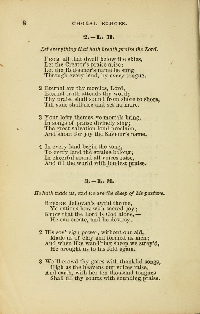 Choral Echoes from the Church of God in All Ages: a collection of hymns and tunes adapted to all occasions of social worship page 8