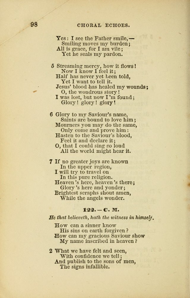 Choral Echoes from the Church of God in All Ages: a collection of hymns and tunes adapted to all occasions of social worship page 98