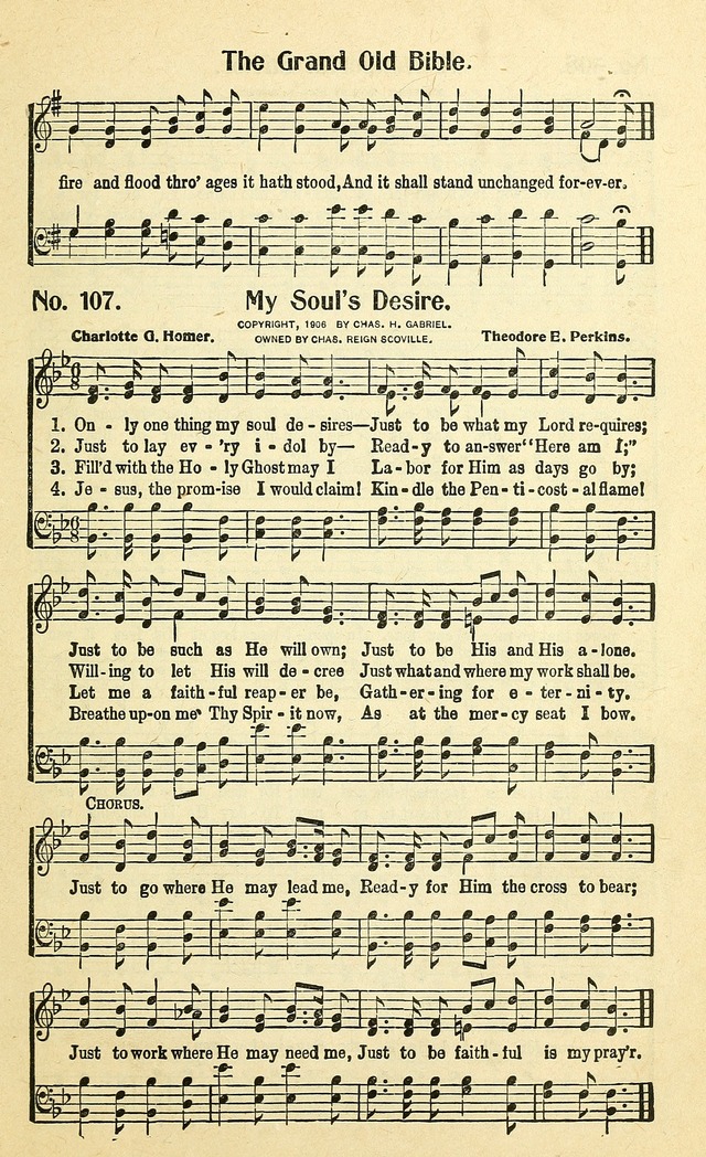 Christian Gospel Hymns: for church, Sunday school, and evangelistic meetings: contains the cream of all the old songs, and the very best of all the new page 107