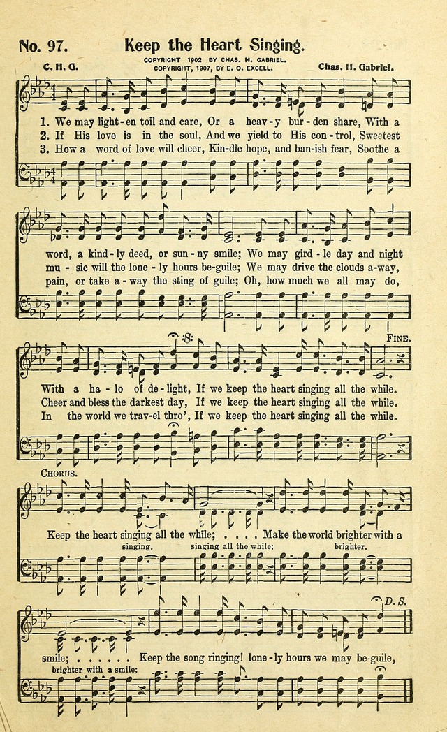 Christian Gospel Hymns: for church, Sunday school, and evangelistic meetings: contains the cream of all the old songs, and the very best of all the new page 97