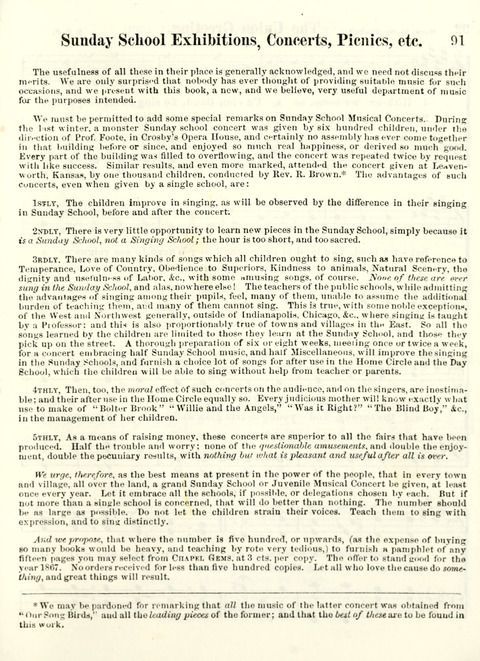 Chapel Gems for Sunday Schools: selected from "Our Song Birds," for 1866, the "Snow bird," the "Robin," the "Red bird" and the "Dove" page 91