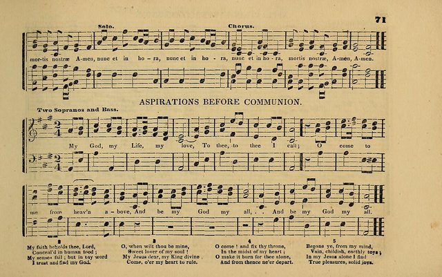 The Catholic Harp: containing the morning and evening service of the Catholic Church, embracing a choice collection of masses, litanies, psalms, sacred hymns, anthems, versicles, and motifs page 71