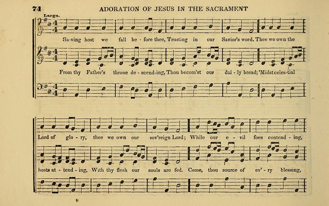 The Catholic Harp: containing the morning and evening service of the Catholic Church, embracing a choice collection of masses, litanies, psalms, sacred hymns, anthems, versicles, and motifs page 74