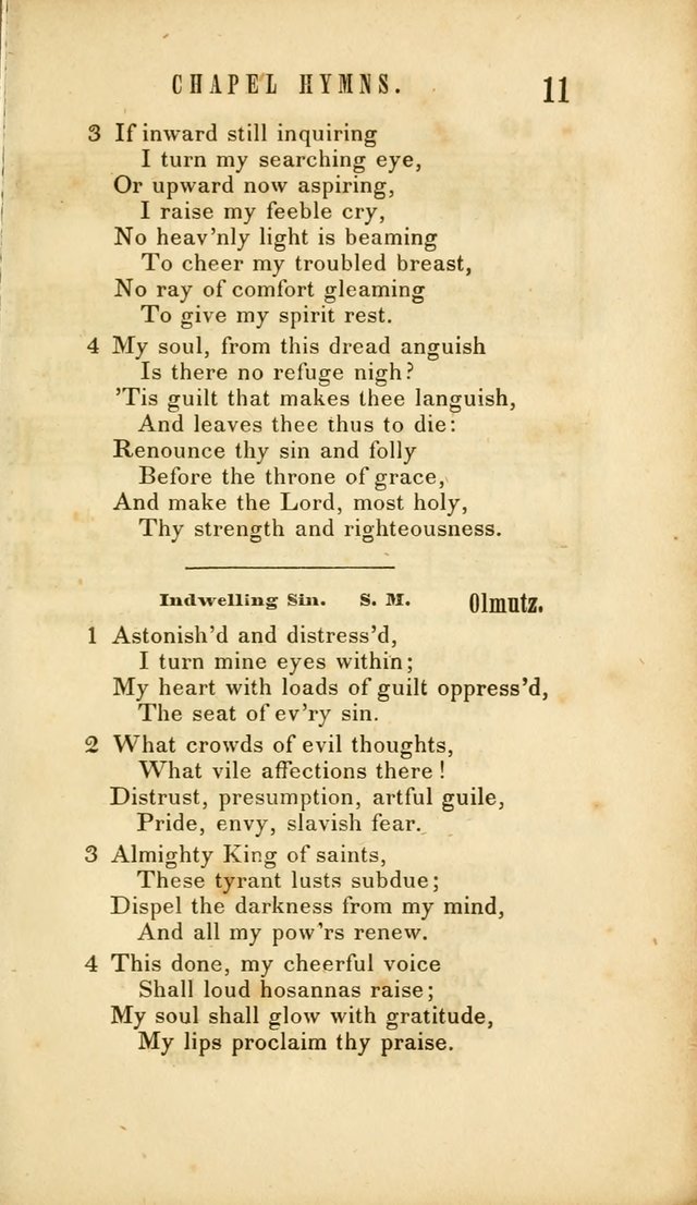 Chapel Hymns: a selection of hymns, with appropriate tunes; adapted to vestry or other social religious meetings page 11