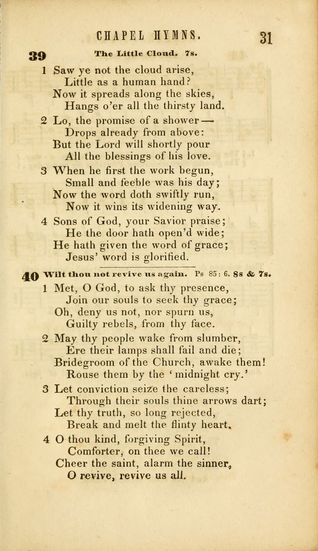 Chapel Hymns: a selection of hymns, with appropriate tunes; adapted to vestry or other social religious meetings page 31