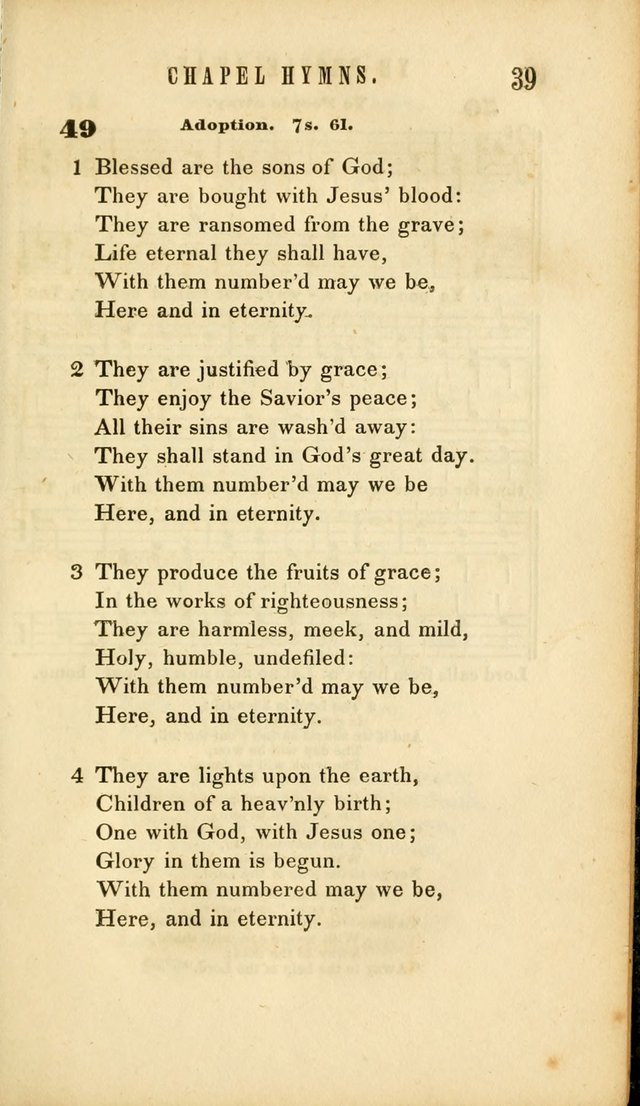 Chapel Hymns: a selection of hymns, with appropriate tunes; adapted to vestry or other social religious meetings page 39