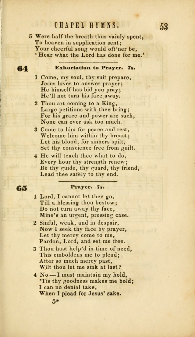 Chapel Hymns: a selection of hymns, with appropriate tunes; adapted to vestry or other social religious meetings page 53