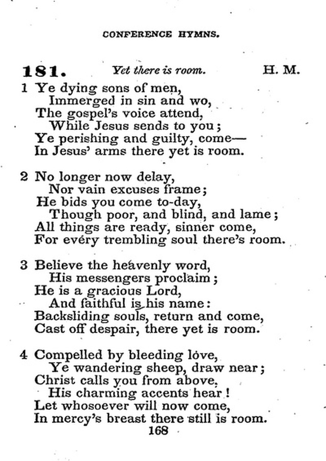 Conference Hymns. a new collection of hymns, designed especially for use in conference and prayer meetings, and family worship. page 182