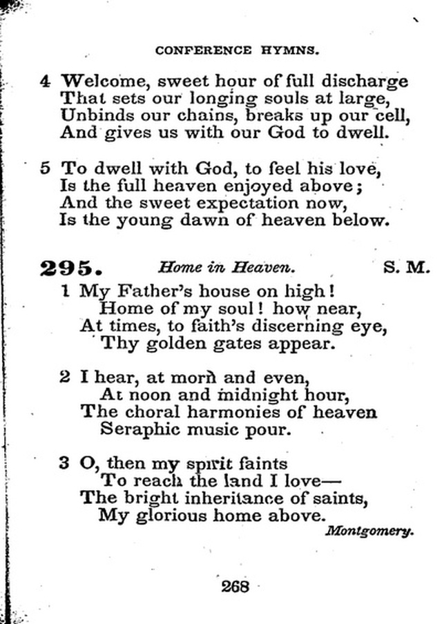 Conference Hymns. a new collection of hymns, designed especially for use in conference and prayer meetings, and family worship. page 282