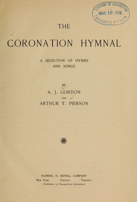 The Coronation Hymnal: a selection of hymns and songs page iv