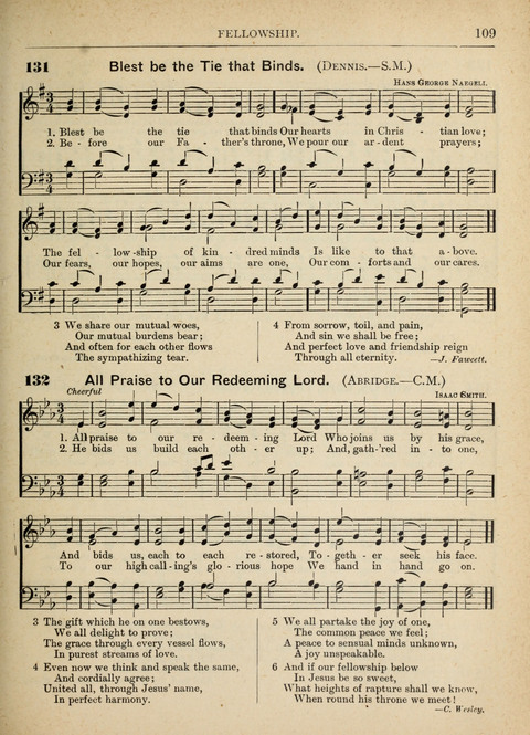 The Canadian Hymnal: a collection of hymns and music for Sunday schools, Epworth leagues, prayer and praise meetings, family circles, etc. (Revised and enlarged) page 109