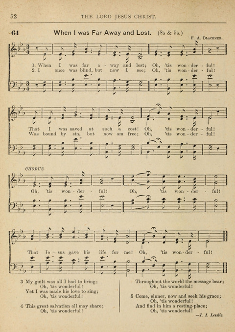 The Canadian Hymnal: a collection of hymns and music for Sunday schools, Epworth leagues, prayer and praise meetings, family circles, etc. (Revised and enlarged) page 52