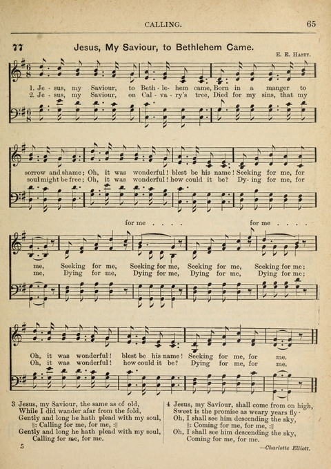 The Canadian Hymnal: a collection of hymns and music for Sunday schools, Epworth leagues, prayer and praise meetings, family circles, etc. (Revised and enlarged) page 65