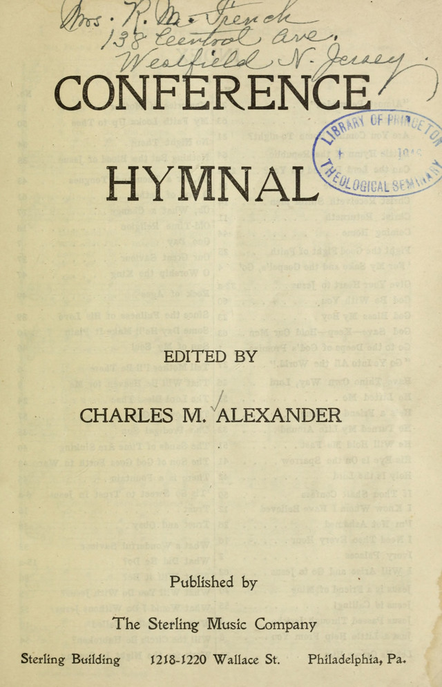 Conference Hymnal page ii