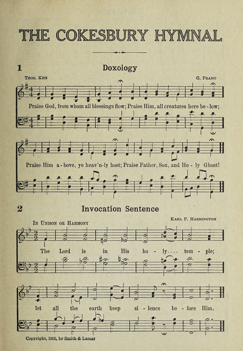 The Cokesbury Hymnal page 1